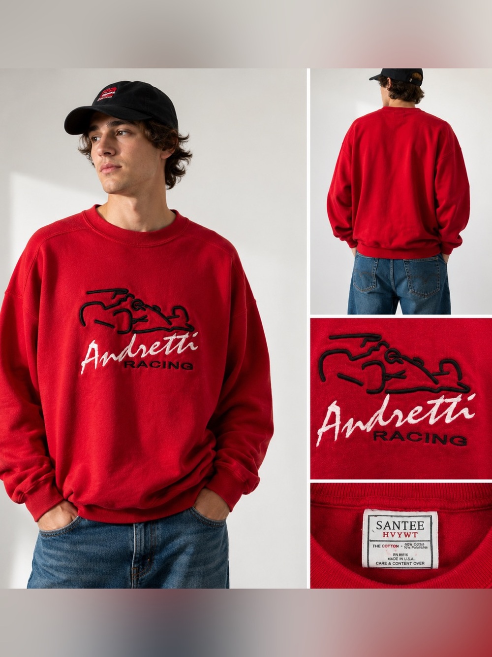 Vintage Andretti Racing Red Crewneck Sweatshirt Oversized Racing‎ Graphic XL